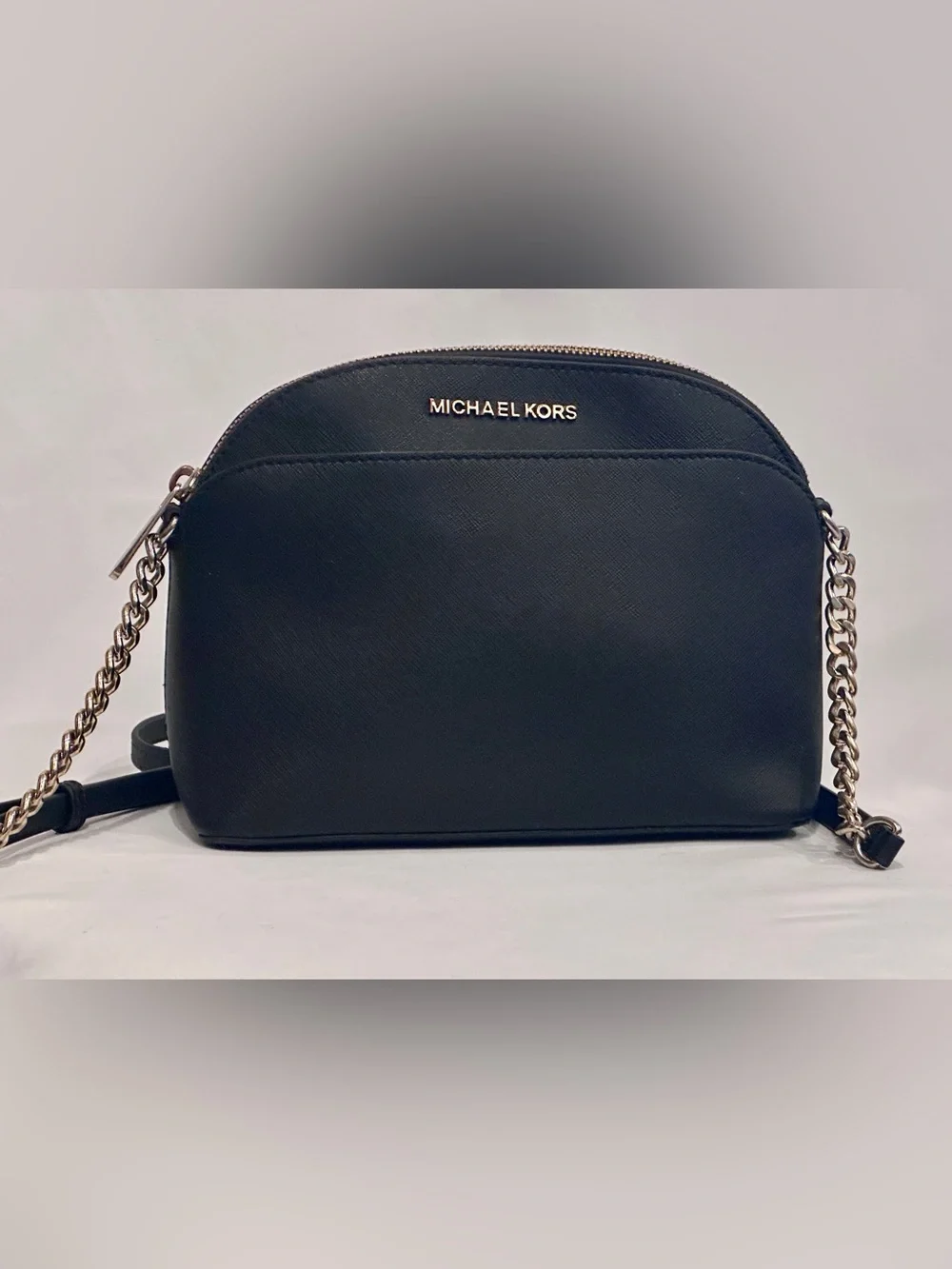 Michael Kors Black Saffiano Chain-Strap Crossbody